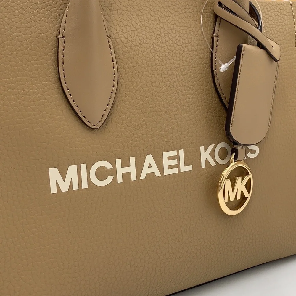 Michael Kors Mirella Small Pebbled Leather Crossbody Top Zip XBODY Bag Camel NWT - Picture 9 of 16